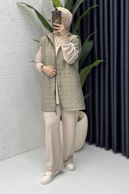 Deniz Üçlü Takım Tesettür Giyim Küf Yeşili