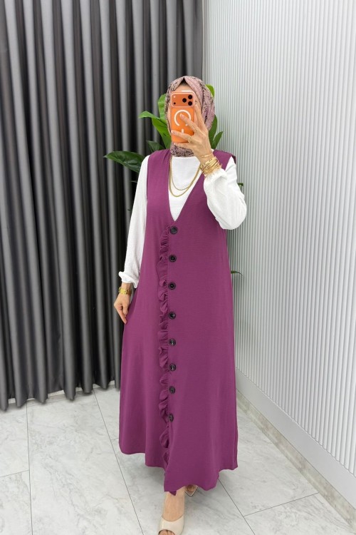 Mürdüm Dilan Jile Takım Tesettür Giyim Mürdüm