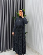 Antrasit Günay Elbise Tesettür Giyim Antrasit