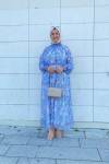 Bahar Elbise Leylak Renk Şifon Krep Büyük Bedenli Tesettür Elbise