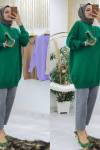Benetton Kolyeli Hediyeli Triko Tunik Tesettür Giyim benetton yeşili