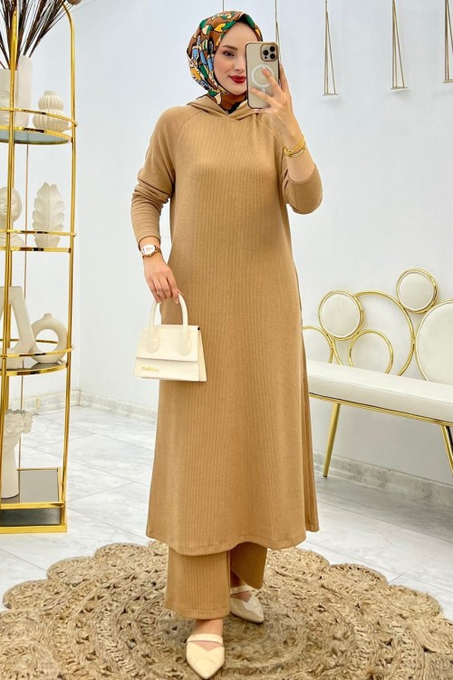 Camel Aşina Takım Tesettür Giyim Camel