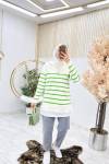 Fıstık Yeşili Kampanyalı Fermuarlı Triko Kazak Tesettür Giyim