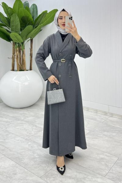 Füme Premium Sahra Ferace Elbise Tesettür Giyim Füme