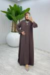 Kahve Premium Sofia Abaya Takım Tesettür Giyim Kahverengi