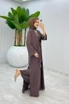 Kahve Premium Sofia Abaya Takım Tesettür Giyim Kahverengi