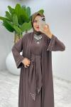 Kahve Premium Sofia Abaya Takım Tesettür Giyim Kahverengi