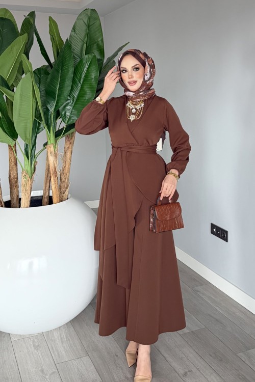 Kahverengi Cevher Pantolon Takım Tesettür Giyim Kahverengi