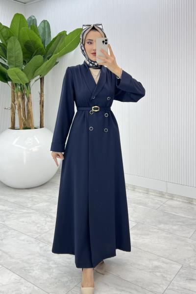 Lacivert Premium Sahra Ferace Elbise Tesettür Giyim Lacivert