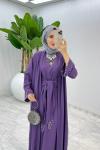 Mürdüm Premium Sofia Abaya Takım Tesettür Giyim Mürdüm