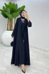 Siyah Premium Sofia Abaya Takım Tesettür Giyim Siyah