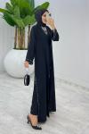 Siyah Premium Sofia Abaya Takım Tesettür Giyim Siyah