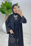 Siyah Premium Sofia Abaya Takım Tesettür Giyim Siyah