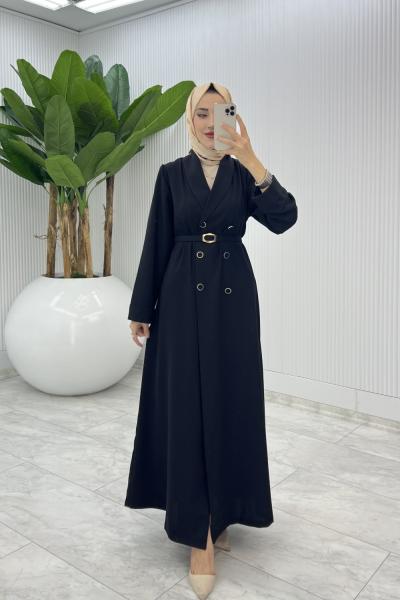 Siyah Premium Sahra Ferace Elbise Tesettür Giyim Siyah