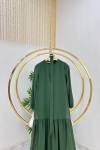 Yeşil Kemerli Şifon Astarlı Tesettür Elbise Büyük Beden Seçeneği
