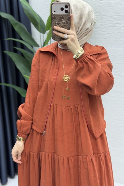 Ahu Elbise Tesettür Giyim Kiremit