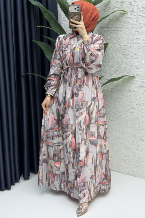 Ayza Elbise Tesettür Giyim Kiremit