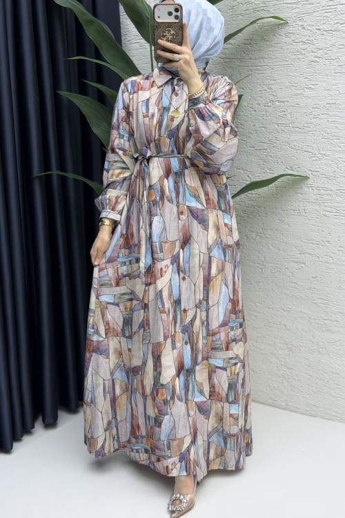 Ayza Elbise Tesettür Giyim Mavi