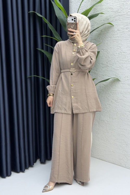 Firuze Pantolon Takım Latte