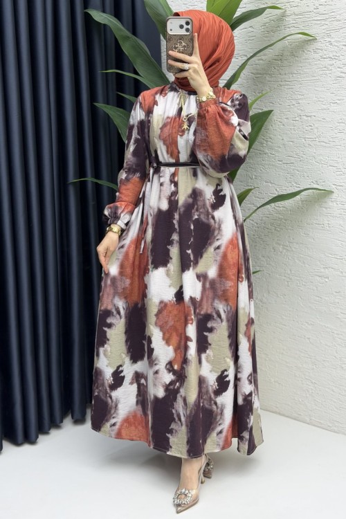 Lerzan Elbise Tesettür Giyim Kiremit