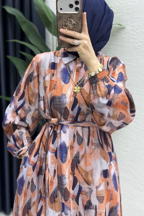 Nefise Elbise Tesettür Giyim Kiremit