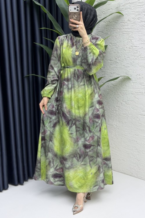 Pare Elbise Tesettür Giyim Yeşil