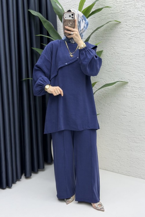 Rezzan Pantalonlu Takım Tesettür Giyim Lacivert