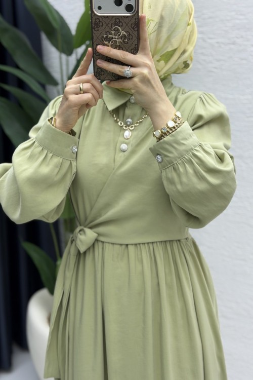 Sadem Elbise Tesettür Giyim Çağla Yeşil