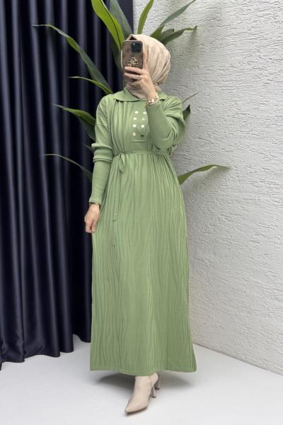 Seher Elbise Tesettür Giyim Çağla Yeşil