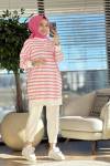 30953 Enine Çizgili Tunik Pembe