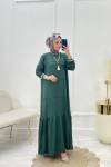 Eleganz Tesettür Elbise Yesil  Yeşil